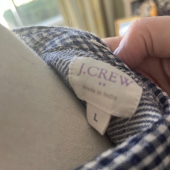 J.Crew Factory Boyfit Button Down Shirt sze L Blue Gingham Pre-Owned Excellent - Picture 11 of 15